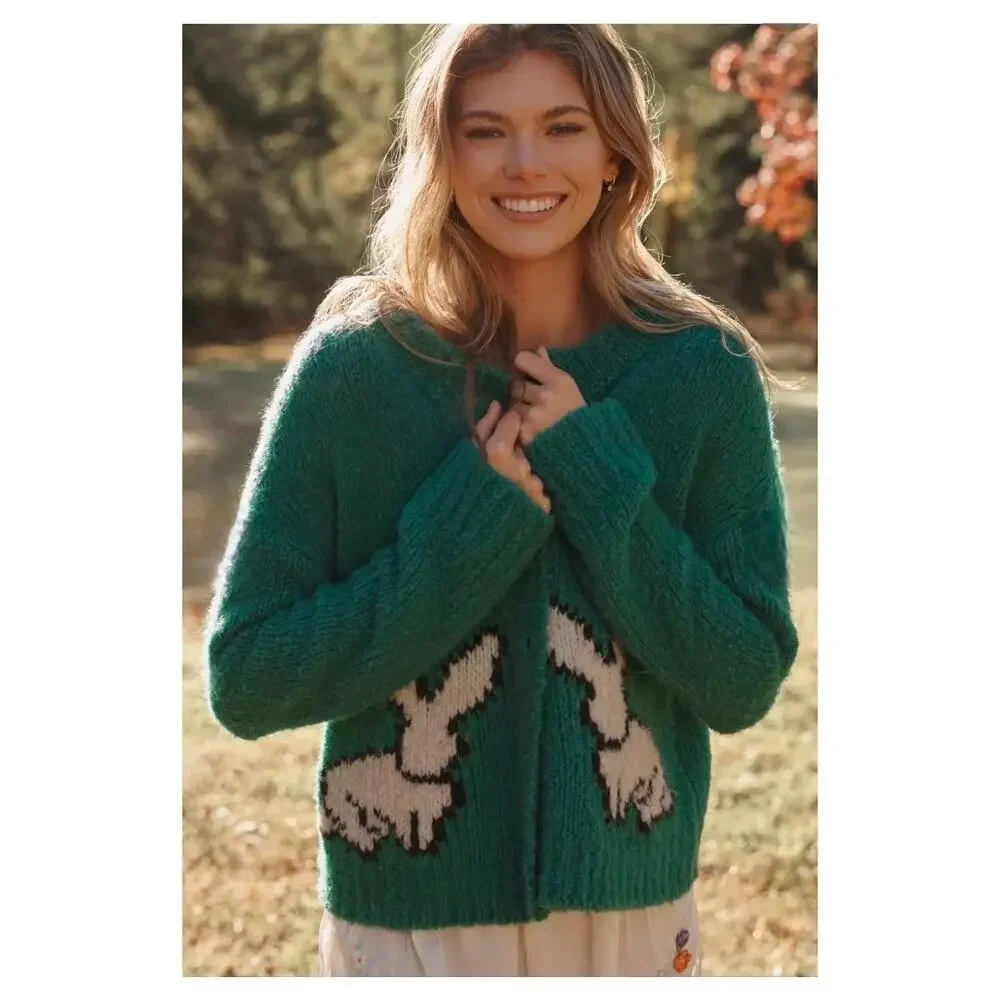 New Maeve Bunny Slope Cardigan from Anthropologie sz XXSP
